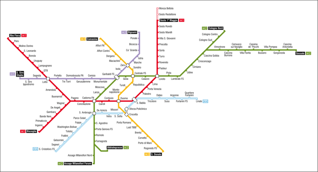 metropolitana di Milano - mappa